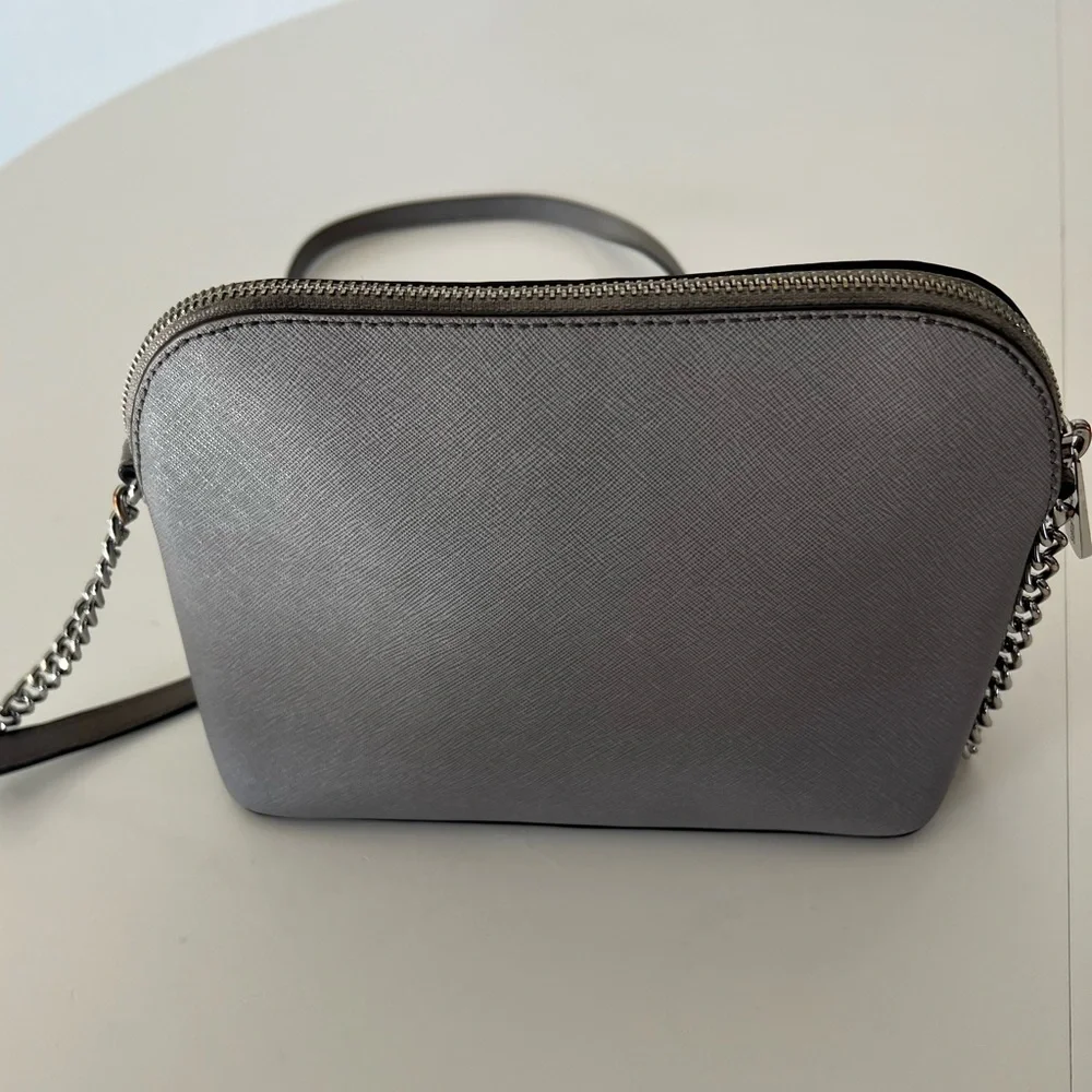 Michael Kors Grey Leather Structured Dome Chain Strap Crossbody Bag‎